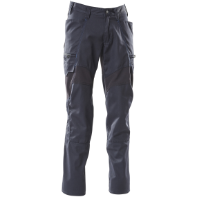Bukser med lårlommer, strækstof-zoner Bu, ks 82C50 mørk marine