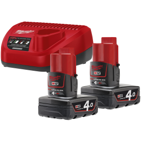 Milwaukee Batteripakke, M12 NRG-402  2 x 4,0AH + lader