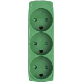 Stikdåse, 3 stik m/j u/l grøn