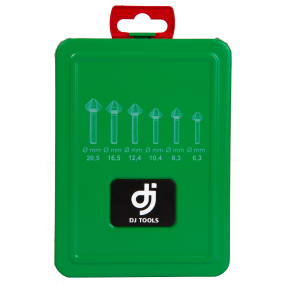 DJ Tools forsænkersæt HSS 90 gr., 6,3-8,3-10,4-12,4-16,5-20,5 mm
