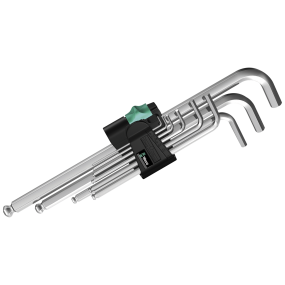 Kugleunbrakonøgler lang (blank) i sæt, WERA 950 PKL/9 SM N HEX+ 1,5 - 10 mm.
