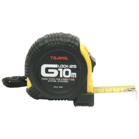 Tajima G-lock Båndmål, 10 M m/bælteclips (25 mm båndbrd.)