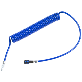 PUR Spiralsl. blå m/kobling og nippel, 6,5/10 mm - 5,0 mtr