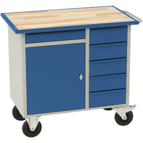 Blika Værktøjsvogn VV-2 (130E0001), m/skab, 6 skuffer og bøge bordplade