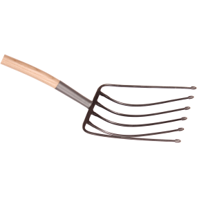 galax roegreb 6-gr, m/knopper, Lakeret asketræsskaft med kraftigt jern