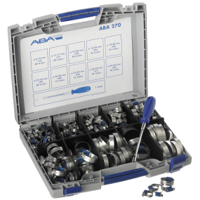 ABA sortimentskuffert, m/ 270 stk. ass. spændebånd+skruetrækker