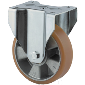 Sværlasthjul M/topplade/fast gaffel, 160mm hjul/Polyuretan/DIN-kugleleje