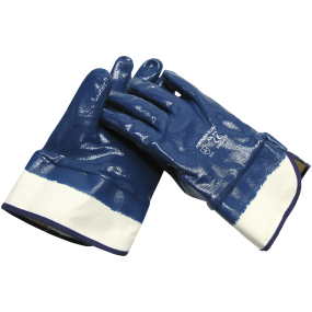 Blå Kemi gummihandske NBR Fortuna Blue, heldyppet m/manchet 815-10