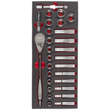 Milwaukee 1/2" topnøglesæt 28 dele, Indsats t/værkstedvogn